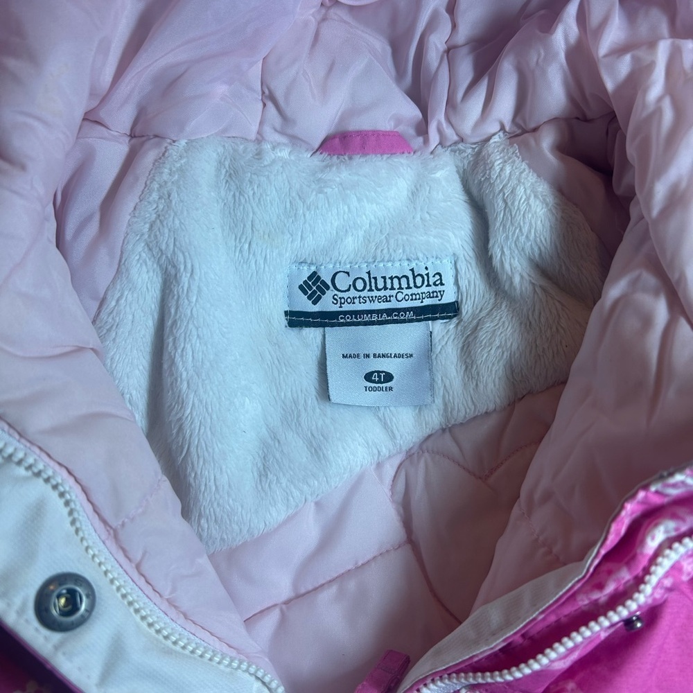 Columbia Toddler Winter Coat Pink Print Size 4T - Picture 3 of 5